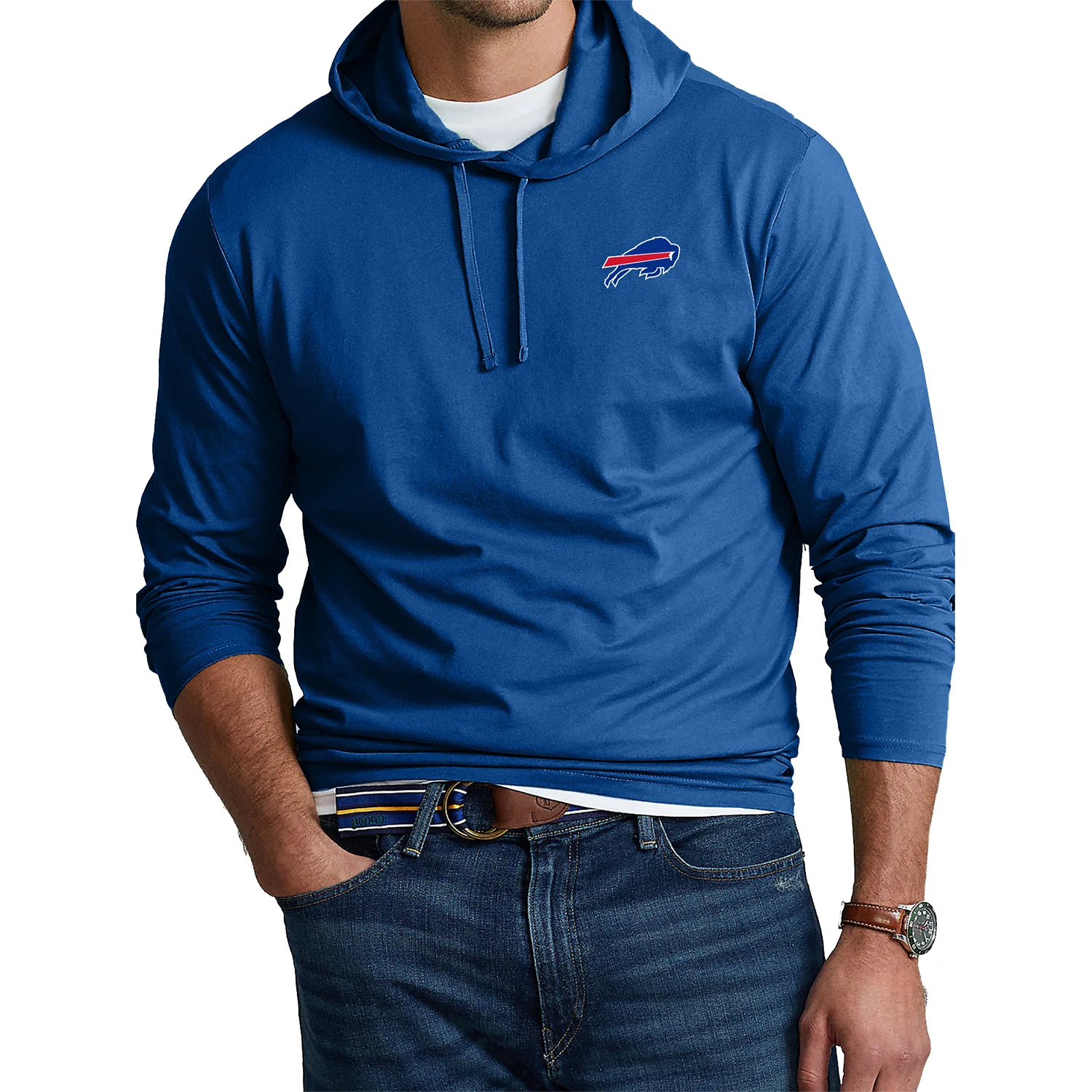 Buffalo Bills Big & Tall Long Sleeve Embroidered Logo Hooded T-Shirt