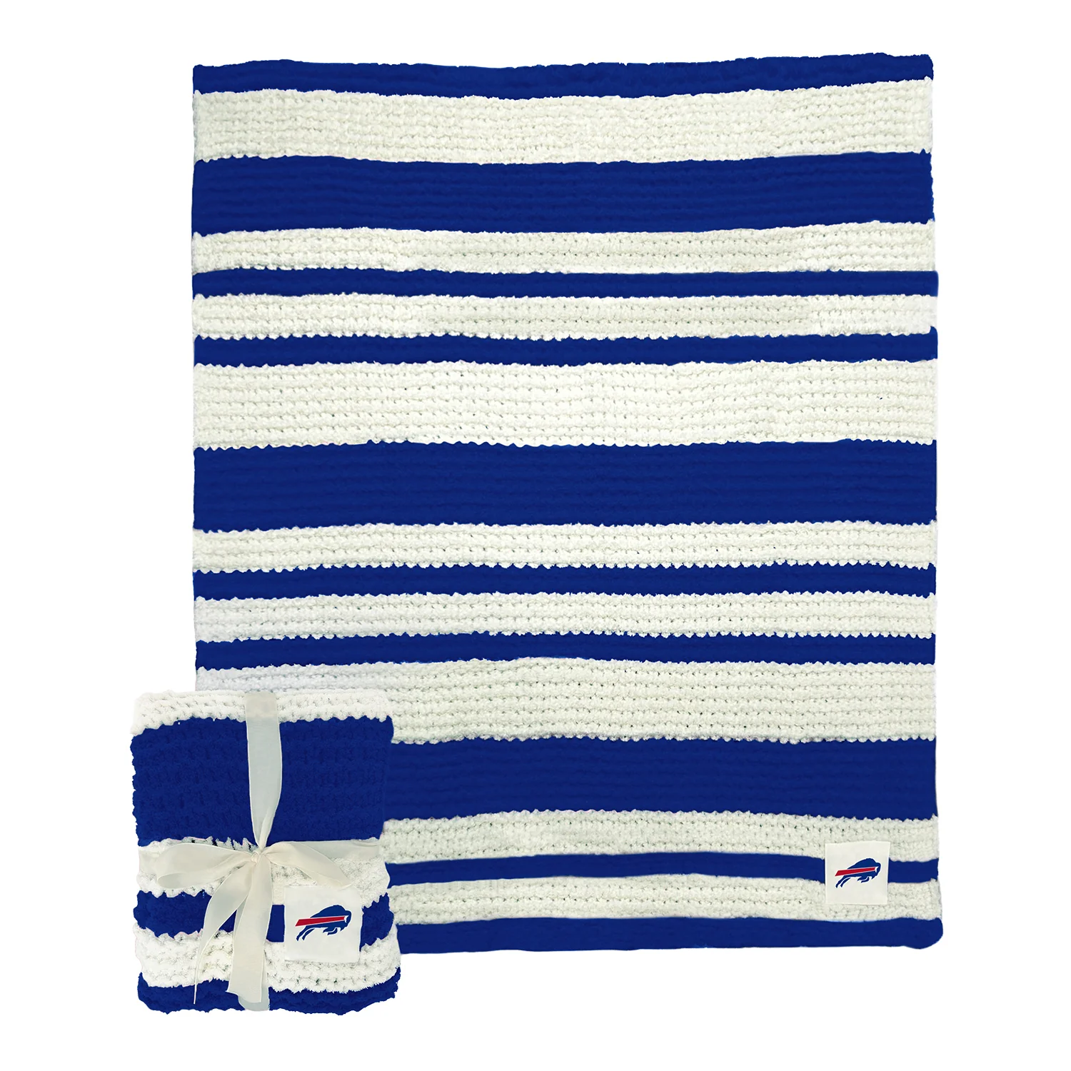 Buffalo Bills Cable Knit Striped Blanket