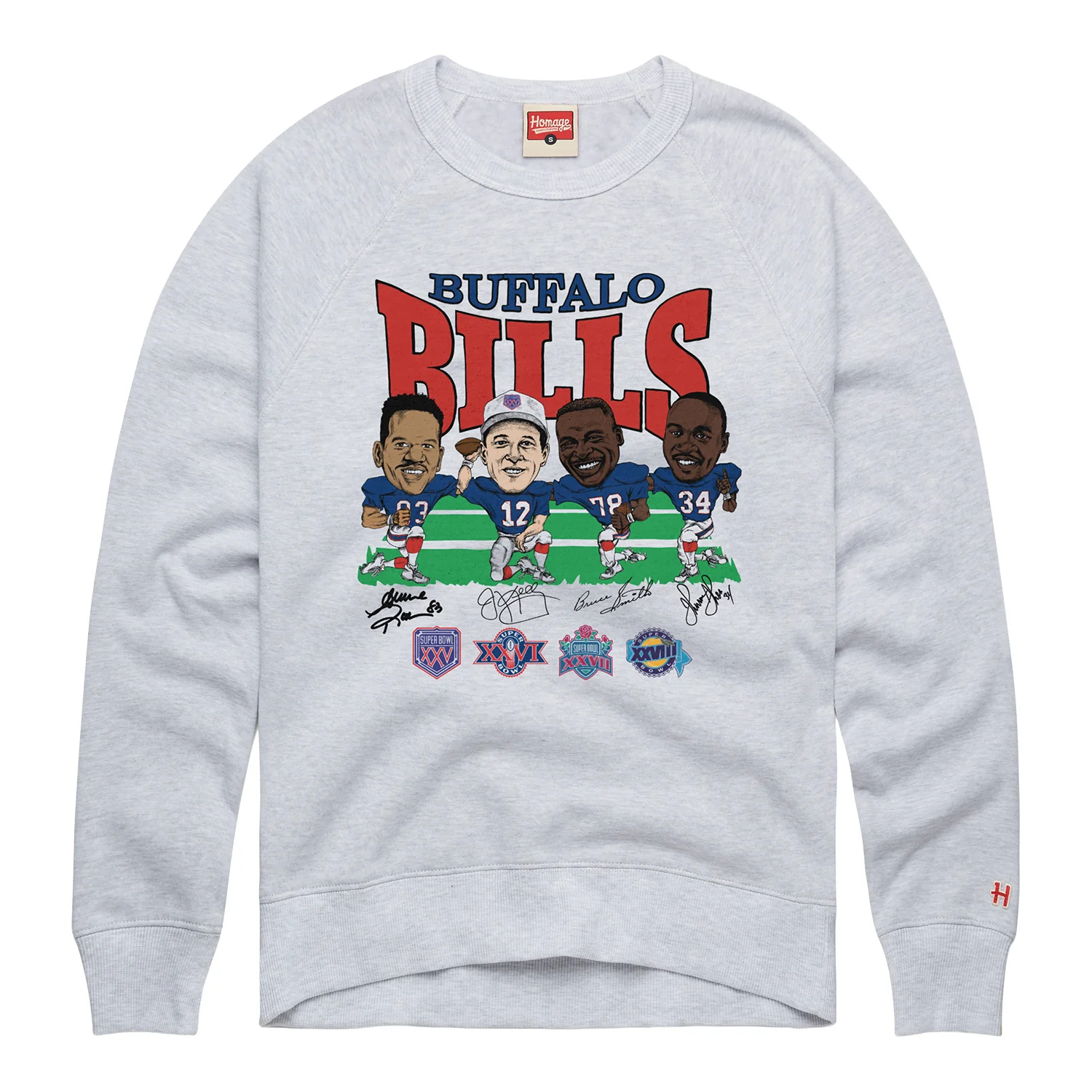 Buffalo Bills Homage 4x Super Bowl Caricature Crewneck Sweatshirt