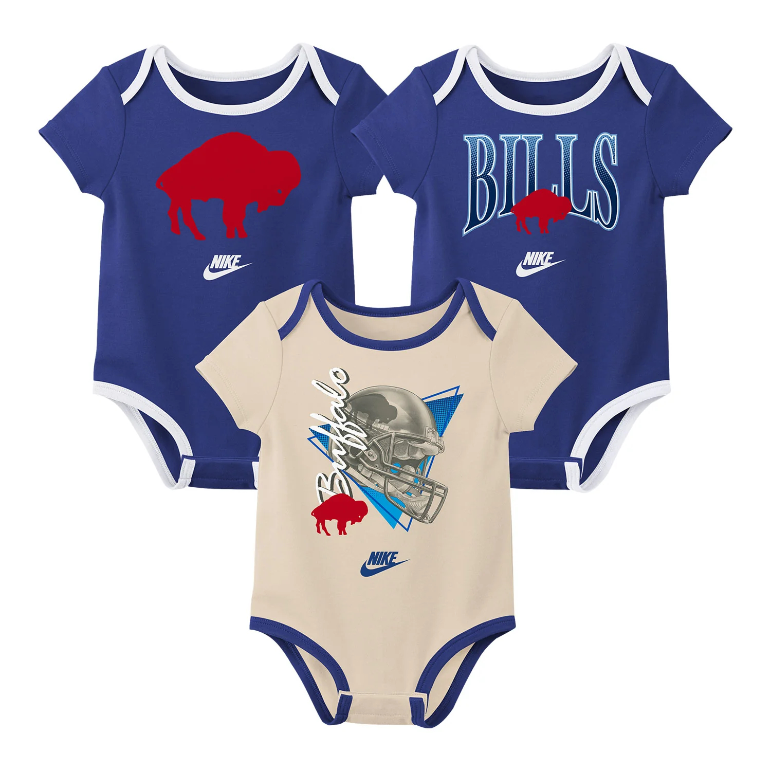 Buffalo Bills Newborn Nike Rewind 3 Pack Onesie