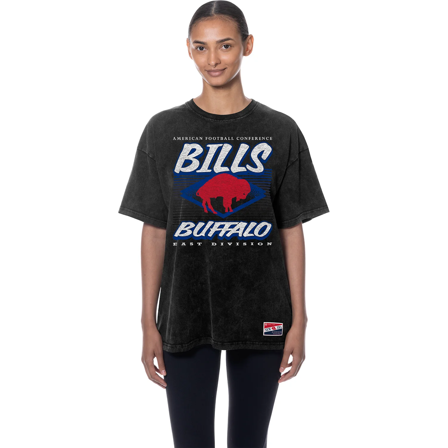 Ladies Buffalo Bills Black Mineral Wash Classic Logo T-Shirt