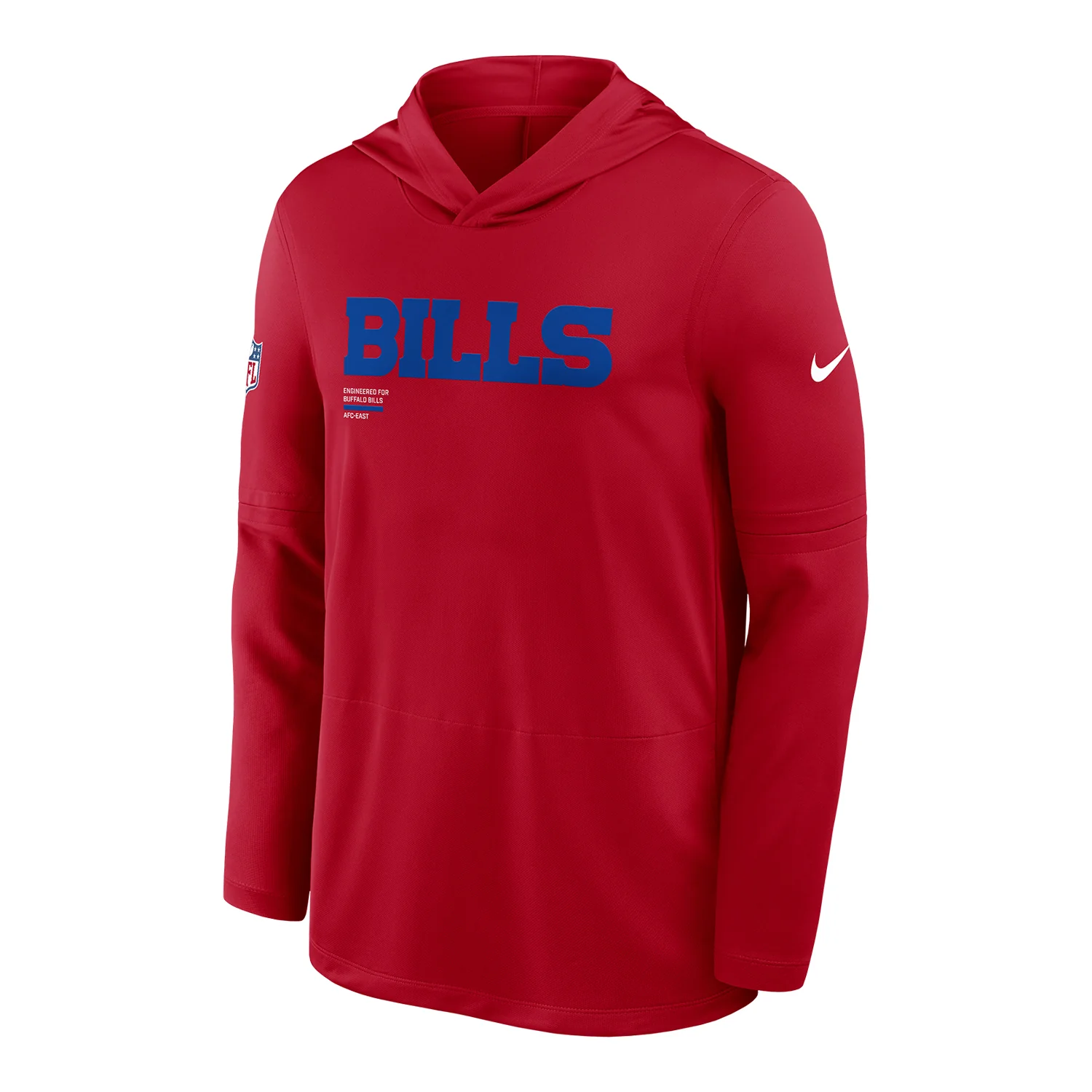 Buffalo Bills Nike 2025 Sideline Long Sleeve T-Shirt with Hood - Red