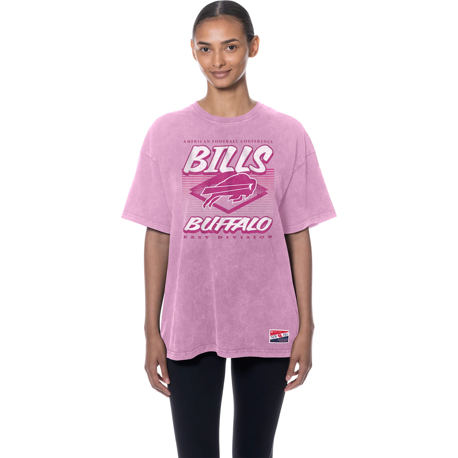 Ladies Buffalo Bills Pink Mineral Wash Primary Logo T-Shirt