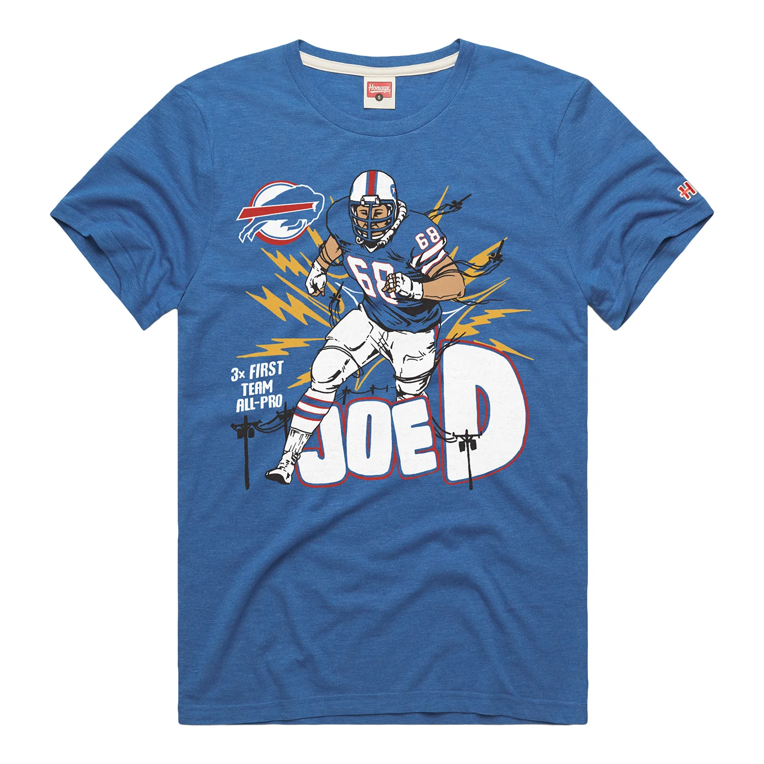 Homage Buffalo Bills Joe "Joe D" Delamielleure Caricature T-Shirt