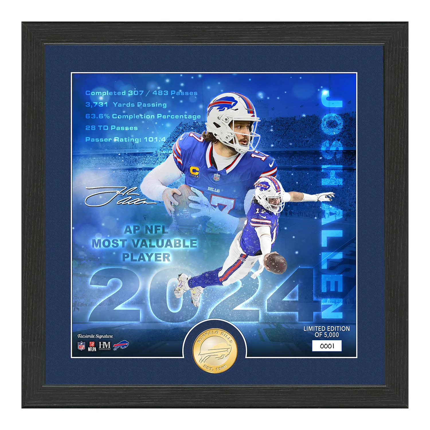 Josh Allen 2024 NFL MVP Bronze Coin Photo Mint