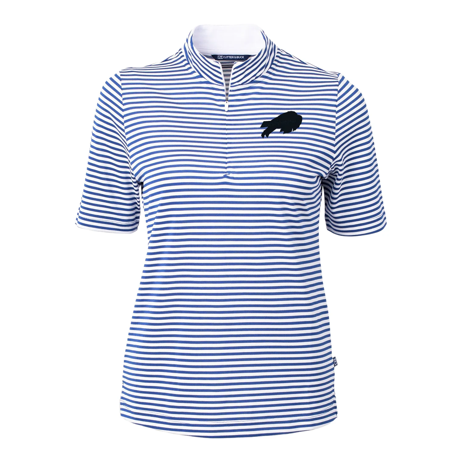 Ladies Buffalo Bills Cutter & Buck Virtue Eco Pique Stripe Recycled Polo