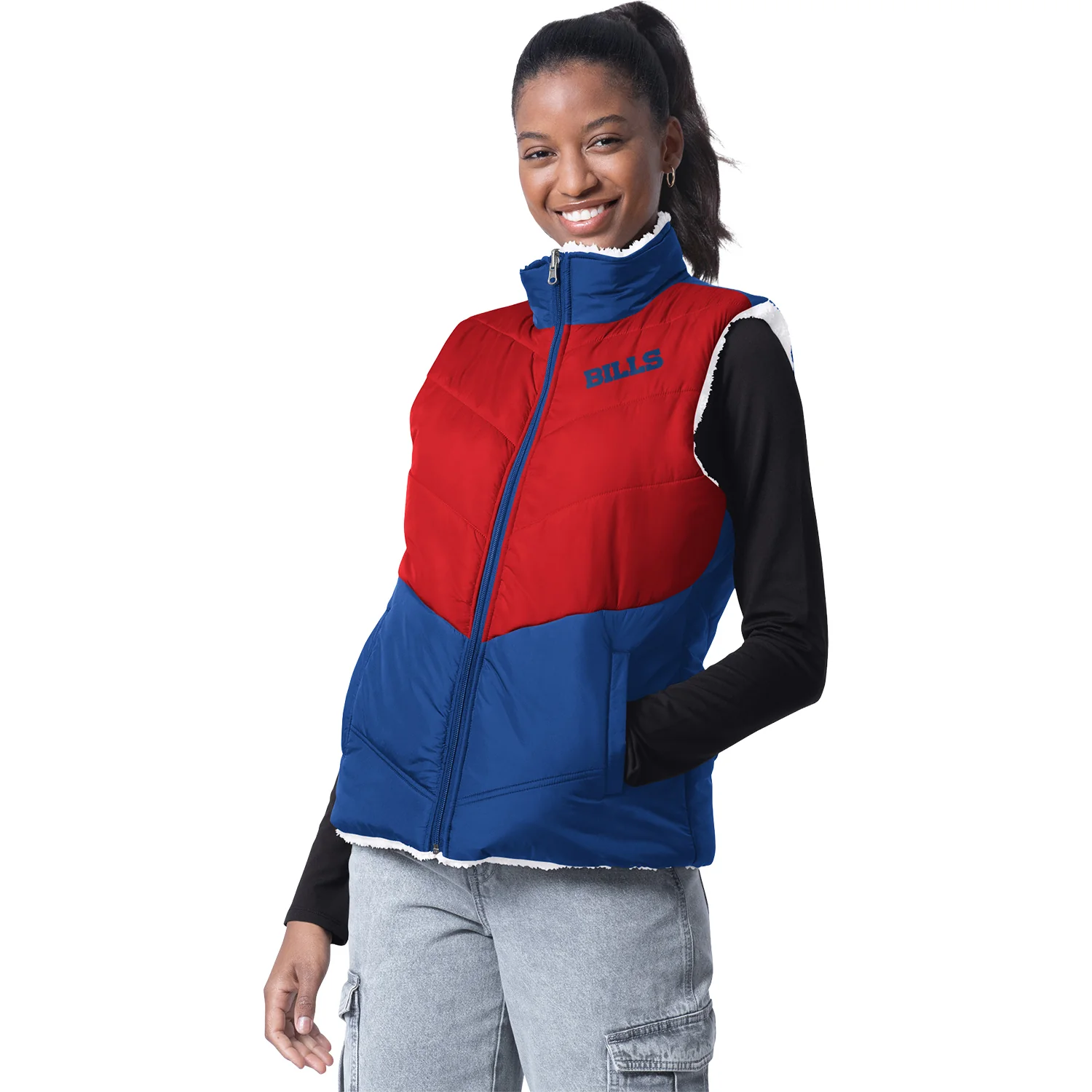 Ladies Buffalo Bills Revenge Reversible Sherpa Vest