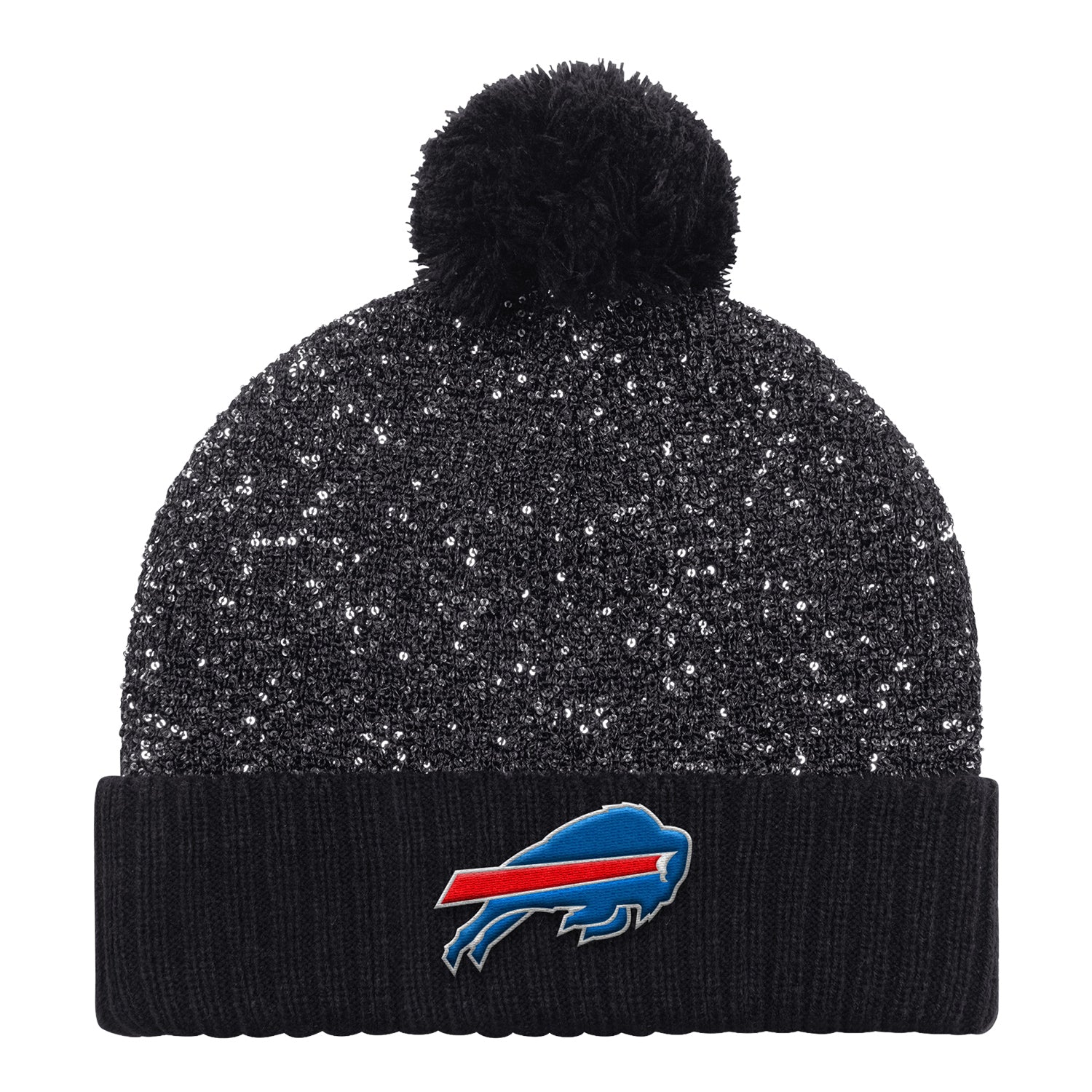 Ladies Buffalo Bills Starter Cuff Sequin Pom Knit Hat