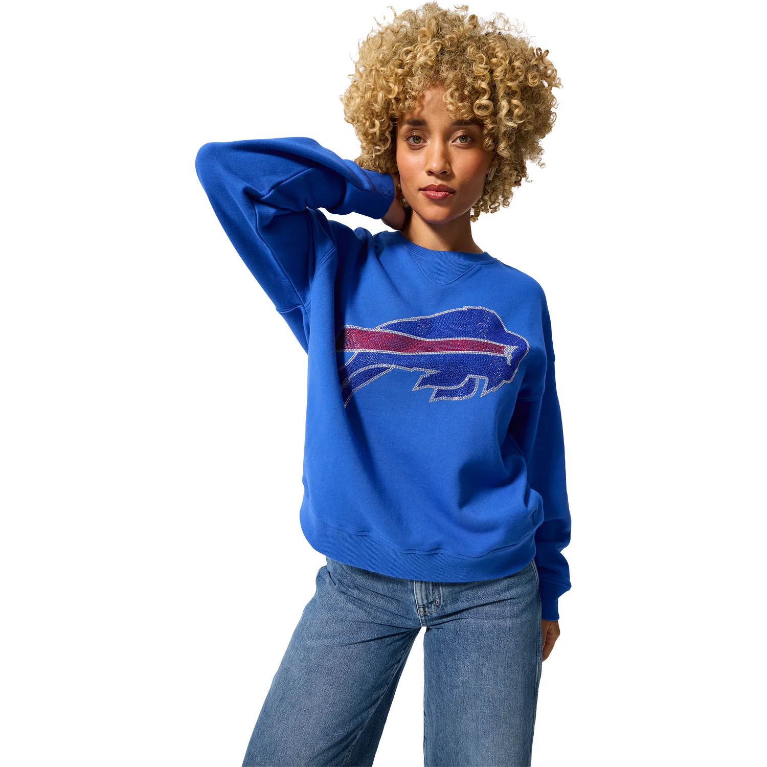 Ladies Buffalo Bills Terez Primary Logo Gems Crewneck Sweatshirt