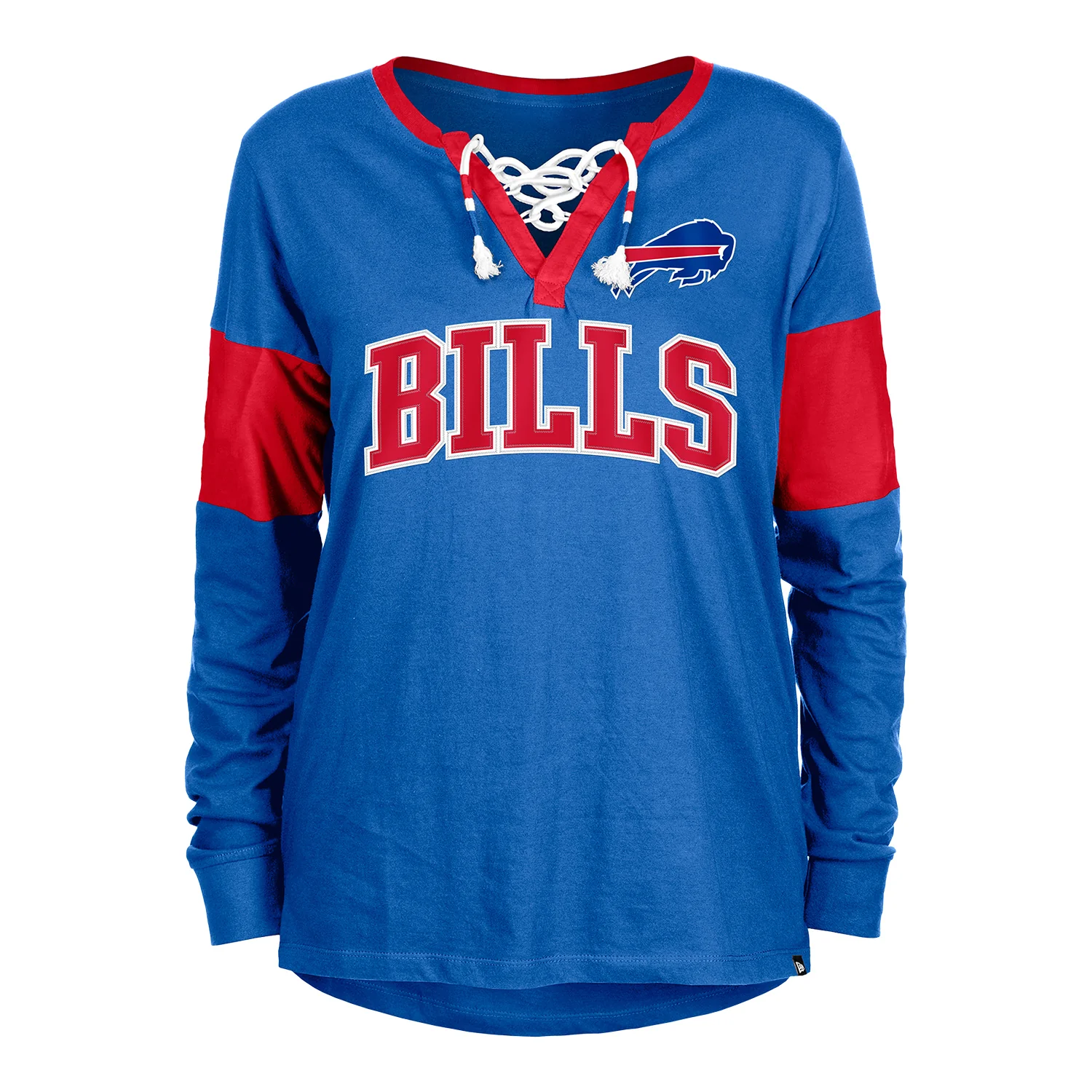 Women's New Era Bills Lace-Up Notch-Neck Long Sleeve T-Shirt