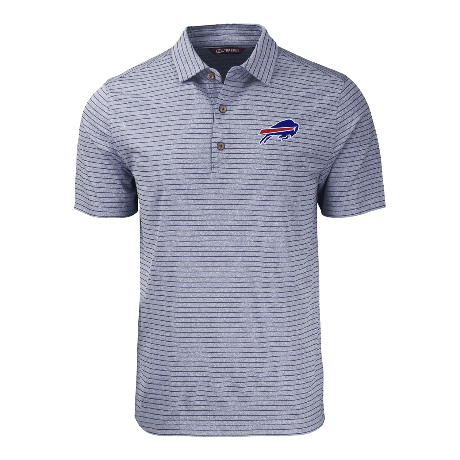Buffalo Bills Cutter & Buck Forge Eco Heather Stripe Stretch Recycled Mens Polo