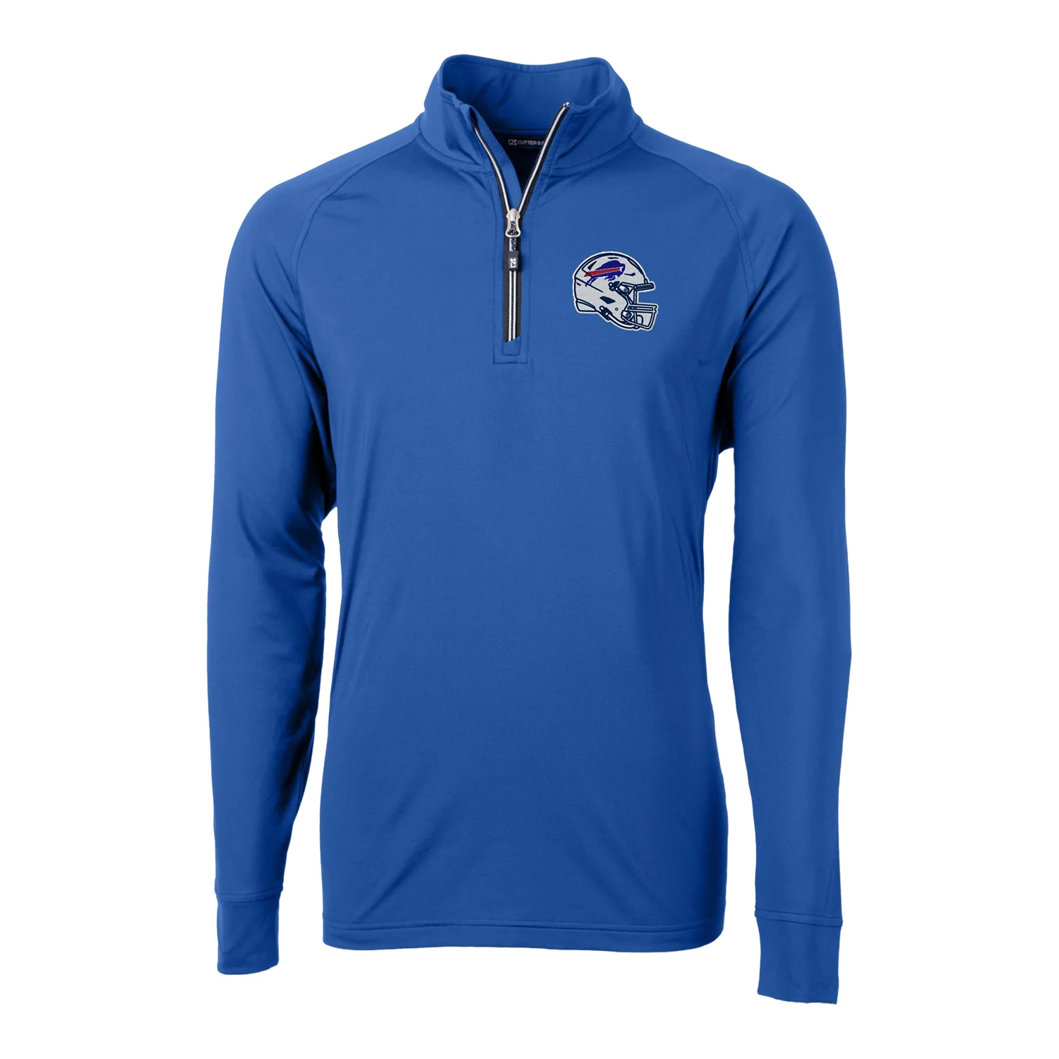 Buffalo Bills NFL Helmet Cutter & Buck Adapt Eco Knit Stretch Recycled Mens Quarter Zip Pullover