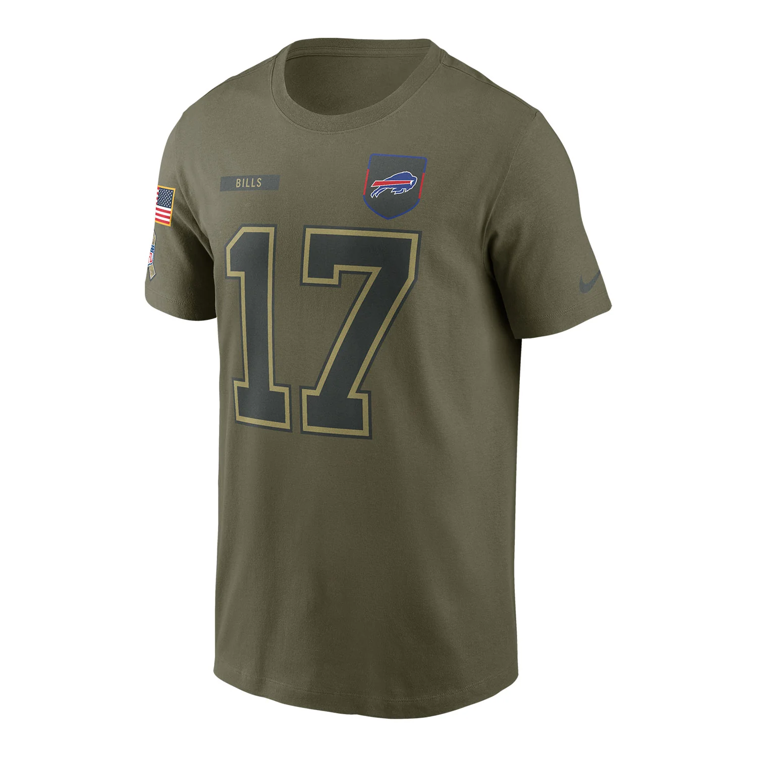 Nike Buffalo Bills 2025 Salute To Service Josh Allen Name & Number T-Shirt