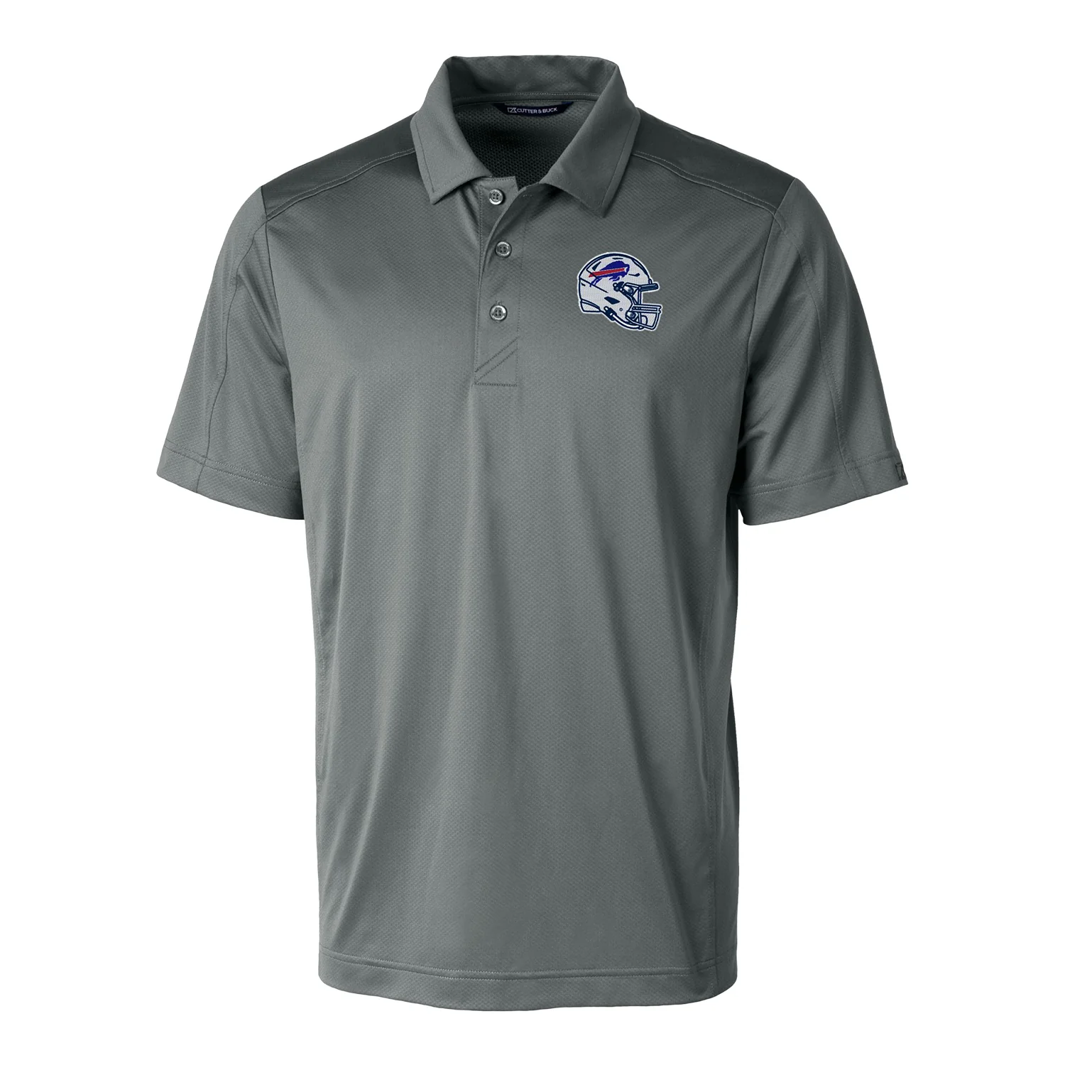 Buffalo Bills NFL Helmet Cutter & Buck Prospect Eco Textured Stretch Recycled Mens Short Sleeve Polo
