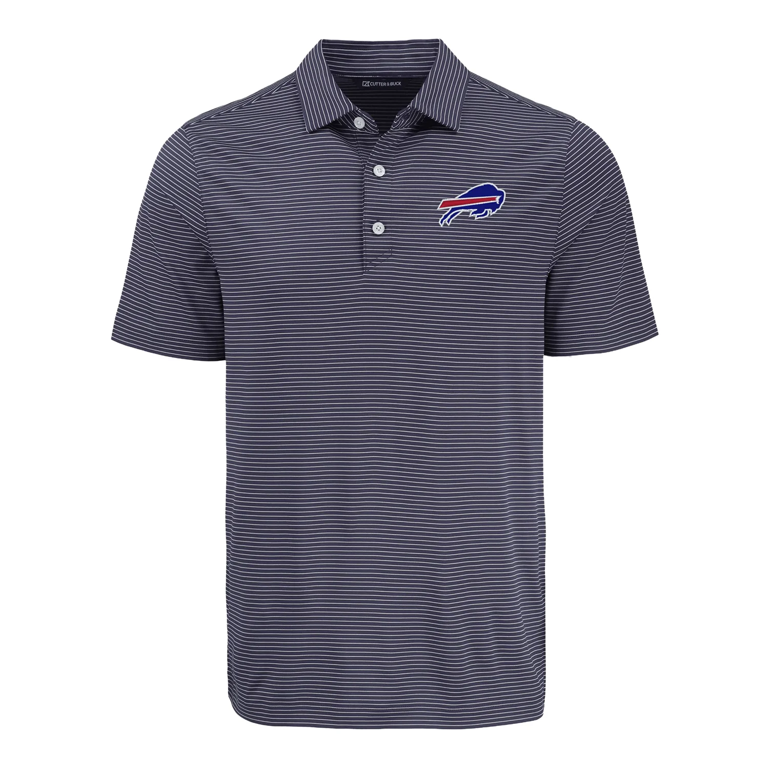 Buffalo Bills Cutter & Buck Forge Eco Fine Line Stripe Stretch Recycled Mens Polo
